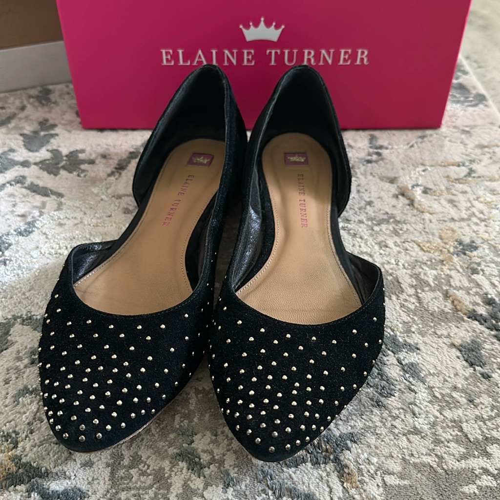 Elaine Turner Black Suede Flat